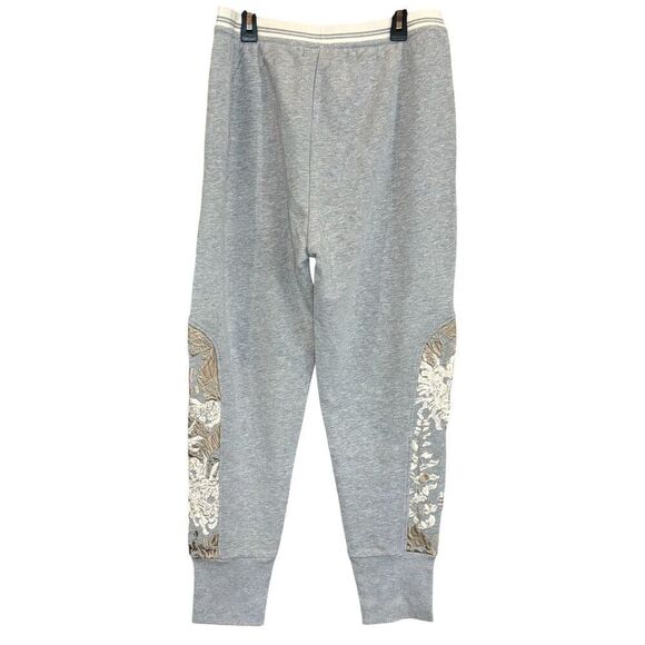 Burning Torch Embroidered Sweatpants in Grey Metallic NWT Size Medium - Picture 3 of 5